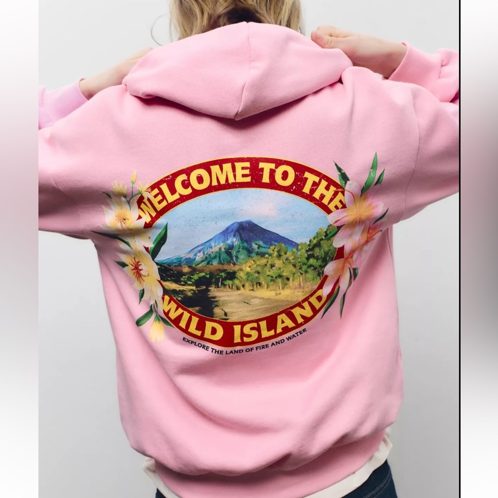 Zara pink printed hoodie